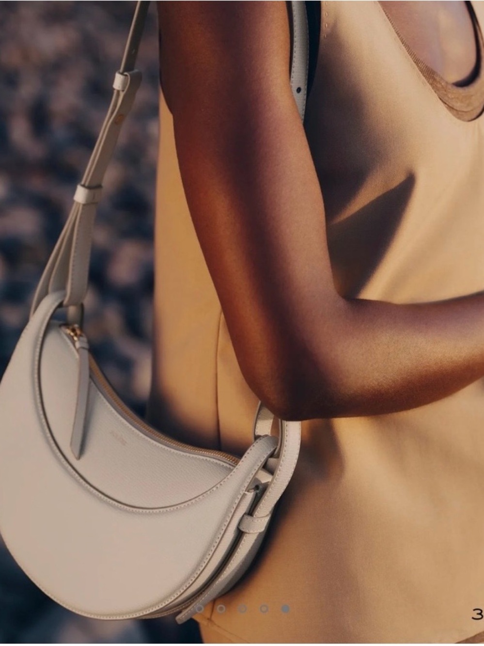 Authentic Polène Numéro Dix Bag - Textured Chalk Leather Crescent Crossbody Bag - Picture 3 of 14